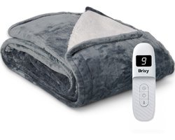 Brixy Elektrische Deken - Warmtedeken - 1 Persoons - 160 x 130 cm - Met Timer - Bovendeken - Fleece - Antraciet