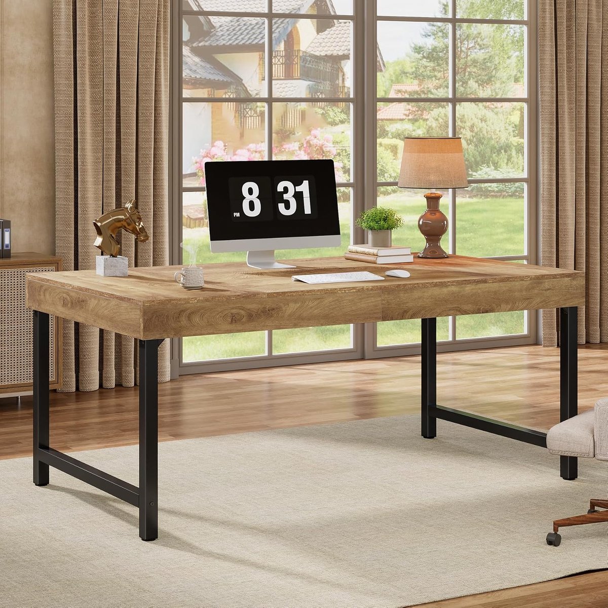 Tribesigns Bureau - Computerbureau met Stevige Metalen Poten - Industrieel Directiebureau - Bureautafel voor Kantoor, Studeerkamer, Woonkamer - 140×70×75 cm - Rustiek bruin