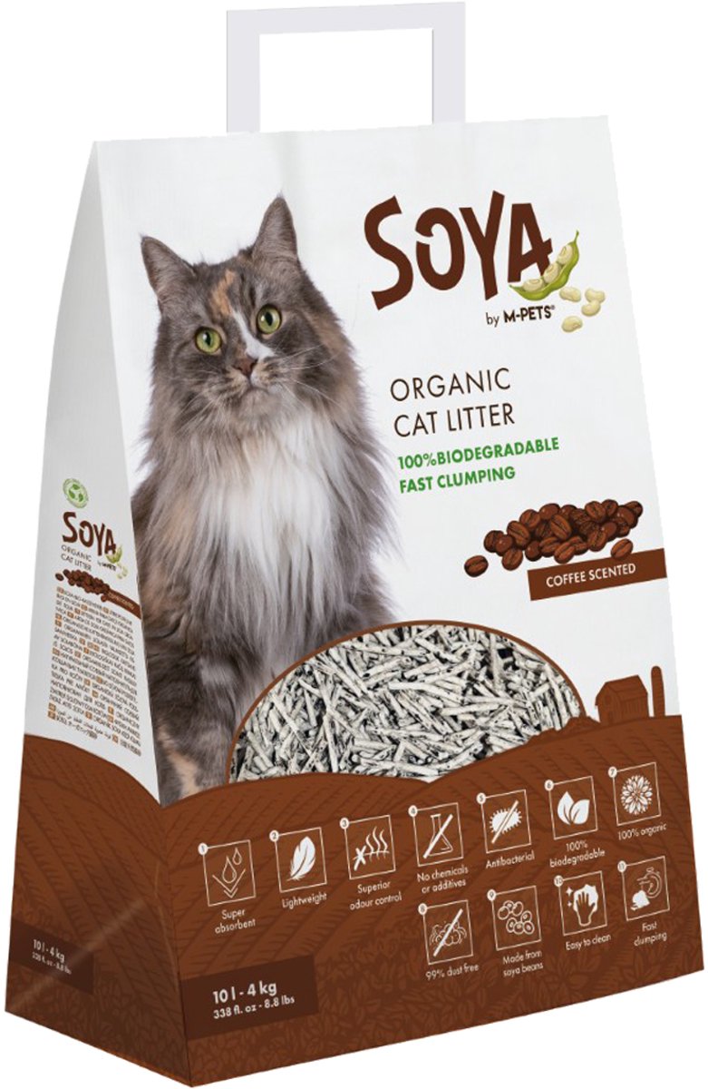 M-PETS - Soya Kattenbakvulling - 4 kg - 10 L - Thee Geur