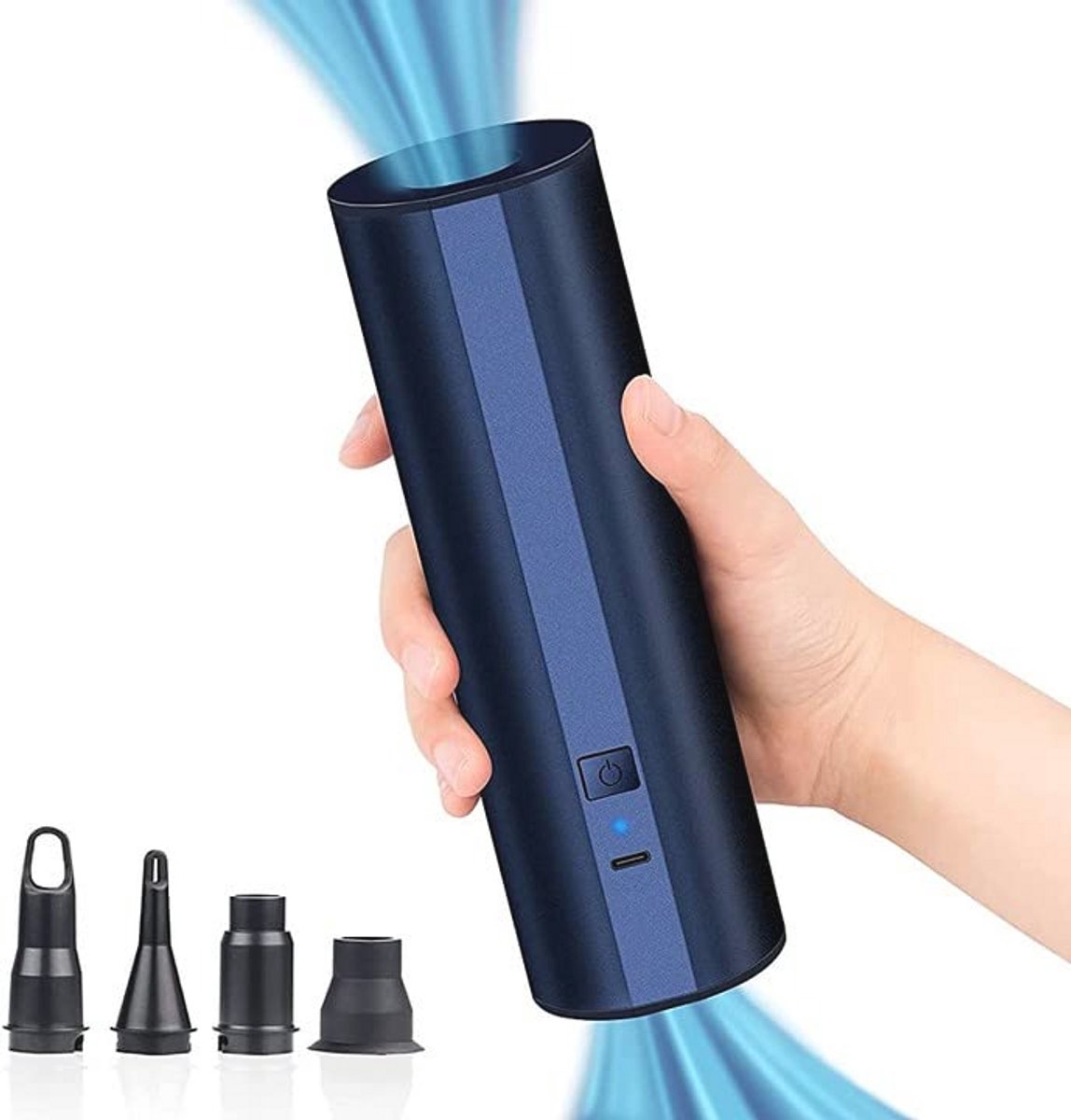 Draadloze elektrische luchtpomp met oplaadbare batterij voor zwembad, boot en luchtmatras - Snelle vulpomp met 4 mondstukken