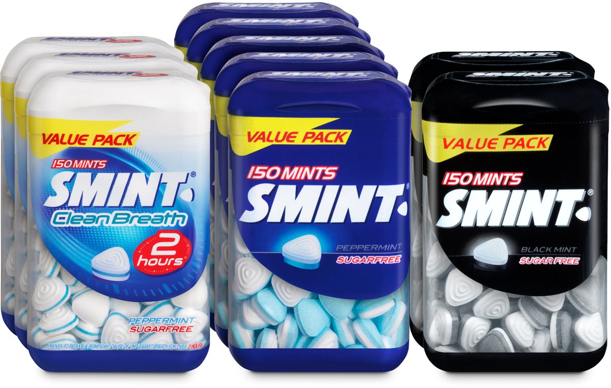Smint Combidoos - Frismakers - Mix van Peppermint, Blackmint en Clean Breath - Suikervrij - 10x150stuks — cadeau in Cadeau-ideeën - foto 4
