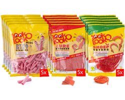 Boîte Look O Look Combi - Snoep - Mix de bonbons acidulés à la fraise, de bonbons Candy Laces à la fraise et de bâtonnets Dynamite Sticks à la fraise - 1 x 15 pièces