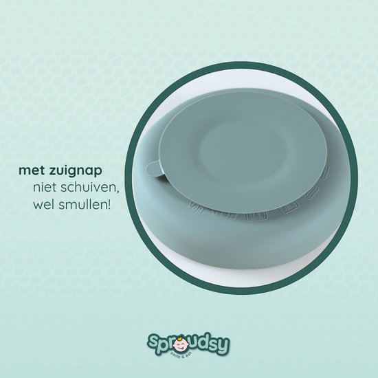 Sproudsy Kinderbord Serene – Zuignap – Kinderservies - Baby – Vintage Green — afbeelding 2