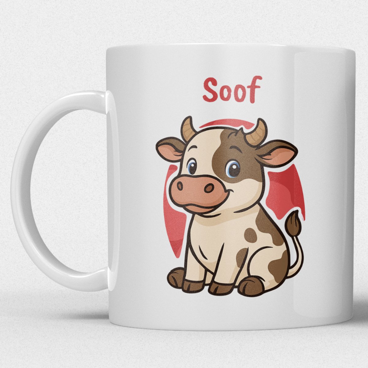 kindermok/kinderbeker | gepersonaliseerd met naam | met koe | wit | Schattige illustraties