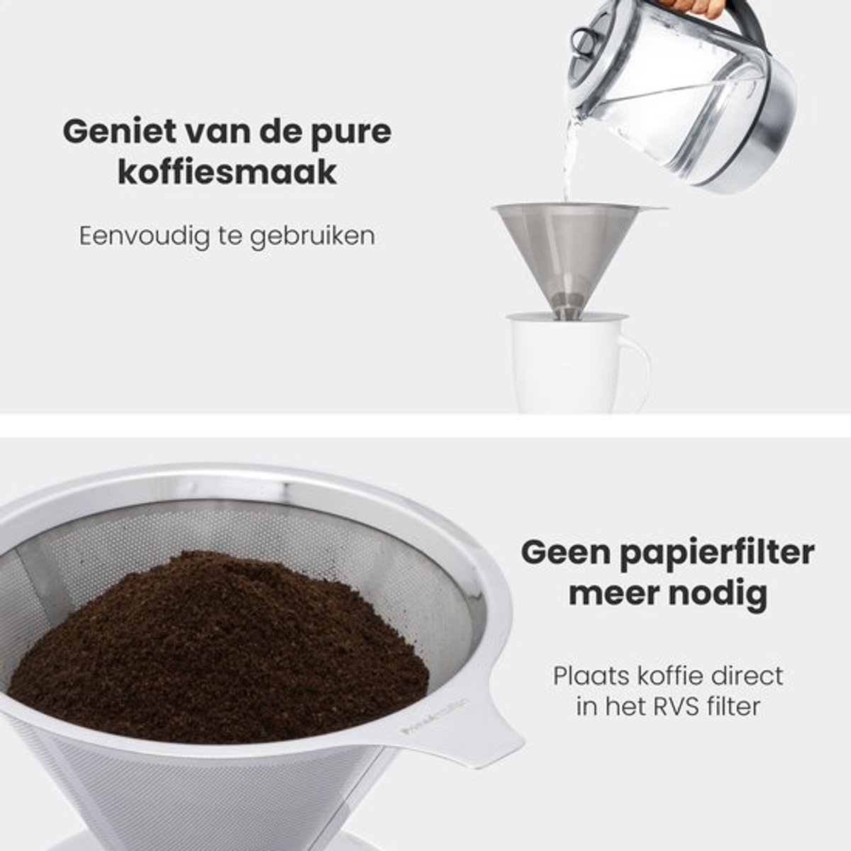 RVS Koffiefilter - Herbruikbaar - Koffiefilterhouder - Pour Over Koffie - Herbruikbare - Koffiefilter - RVS - Koffiefilter Houder - Barista - Filterkoffie Pour Over - Reizen - Koffiefilterhouder - Camping - Travel - RVS Gaas - koffiefilter van roes — cadeau in Kookcadeaus - foto 5