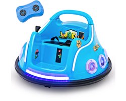 COSTWAY 12 V botsauto voor kinderen, 360 graden rotatie, elektrische bumper auto met muziek en verlichting, incl. 2,4 GHz afstandsbediening, ideaal voor kinderen vanaf 3 jaar (blauw)