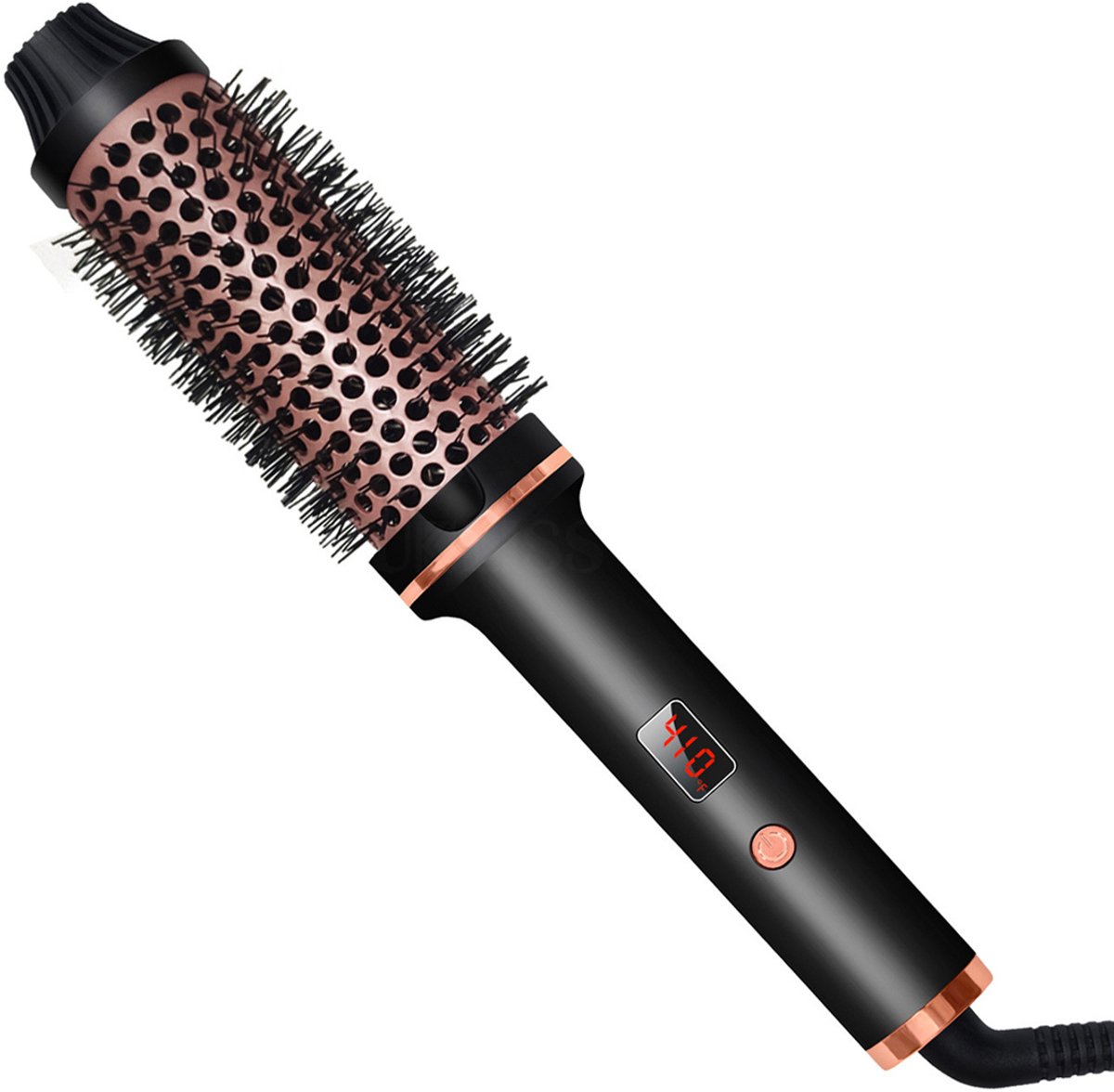 longziming -Thermo Haarborstel 38mm – 3-in-1 Ionische Ronde Borstel met Temperatuurregeling 120-210°C, Glättborstel & Krulborstel voor Volume en Styling, Dubbele Spanning, Ideaal voor Reizen – Zwart