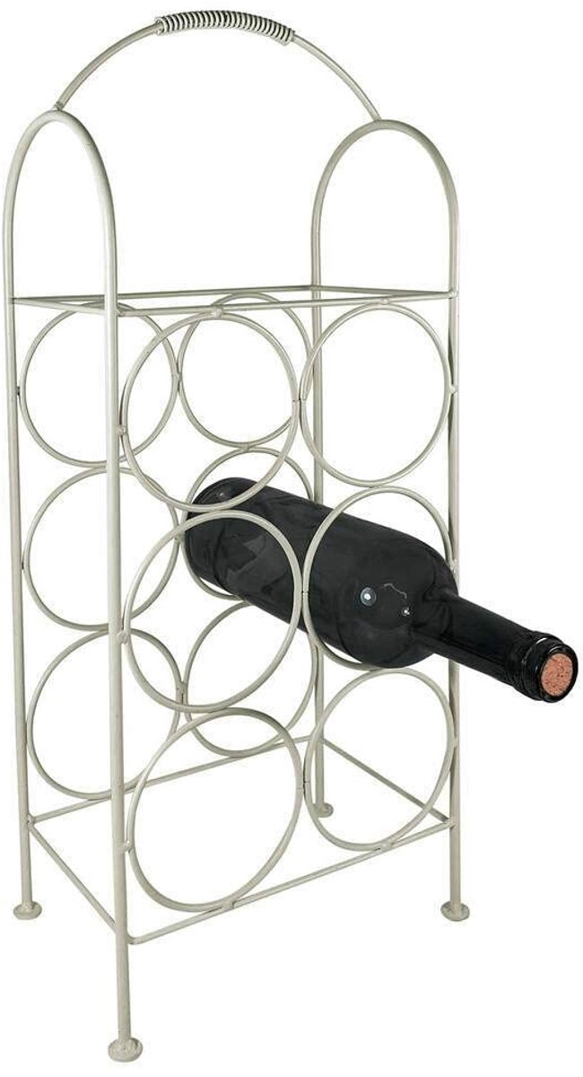 Unyqoos® Stijlvol wit metalen wijnrek voor 6 flessen met vintage uitstraling