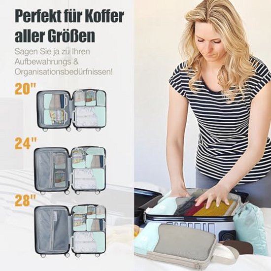 Compressiekubussen voor Koffers en Rugzakken - Reisorganizerset in Blauw — afbeelding 3