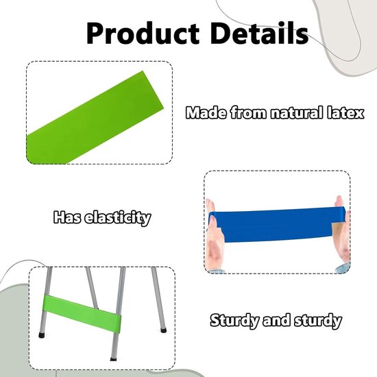 Set van 6 elastische weerstandsgordels voor kinderstoelen, latex fitnessgordels, geschikt voor yoga, 7-11 kg. — afbeelding 5