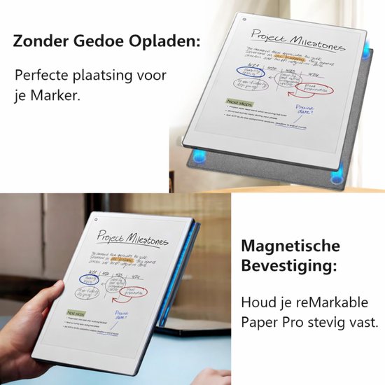 Remarkable Paper Pro hoes - Geschikt voor Remarkable Paper Pro 11.8" (2024) - Origineel Ontwerp - Lichtgewicht Ultradunne Magnetische hoes - Automatische slaap-/waakfunctie - Hoogwaardige waterdichte PU leer - (Niet voor Remarkable 2) -Grijs van Remarkable. — afbeelding 4