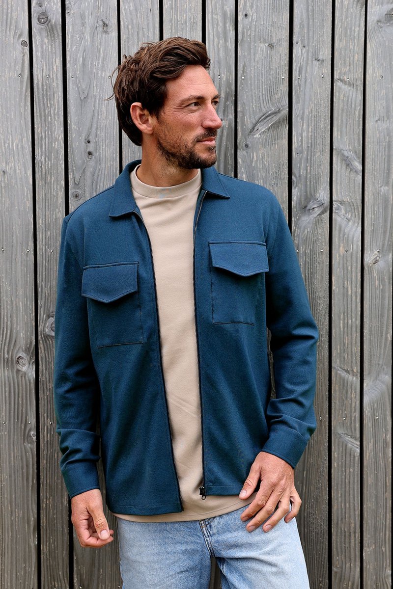 Shirt vest Luxury Zip Kultivate blauw mt M-48