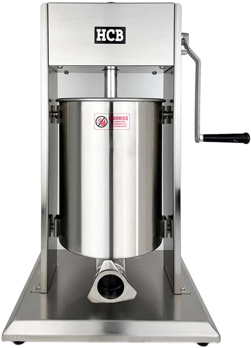HCB® - Professionele Horeca Worstvuller - verticaal - 12 liter - RVS / INOX - Worstenmaker - Worstmachine - 33x37x63 cm (DxBxH) - 15 kg - 1662
