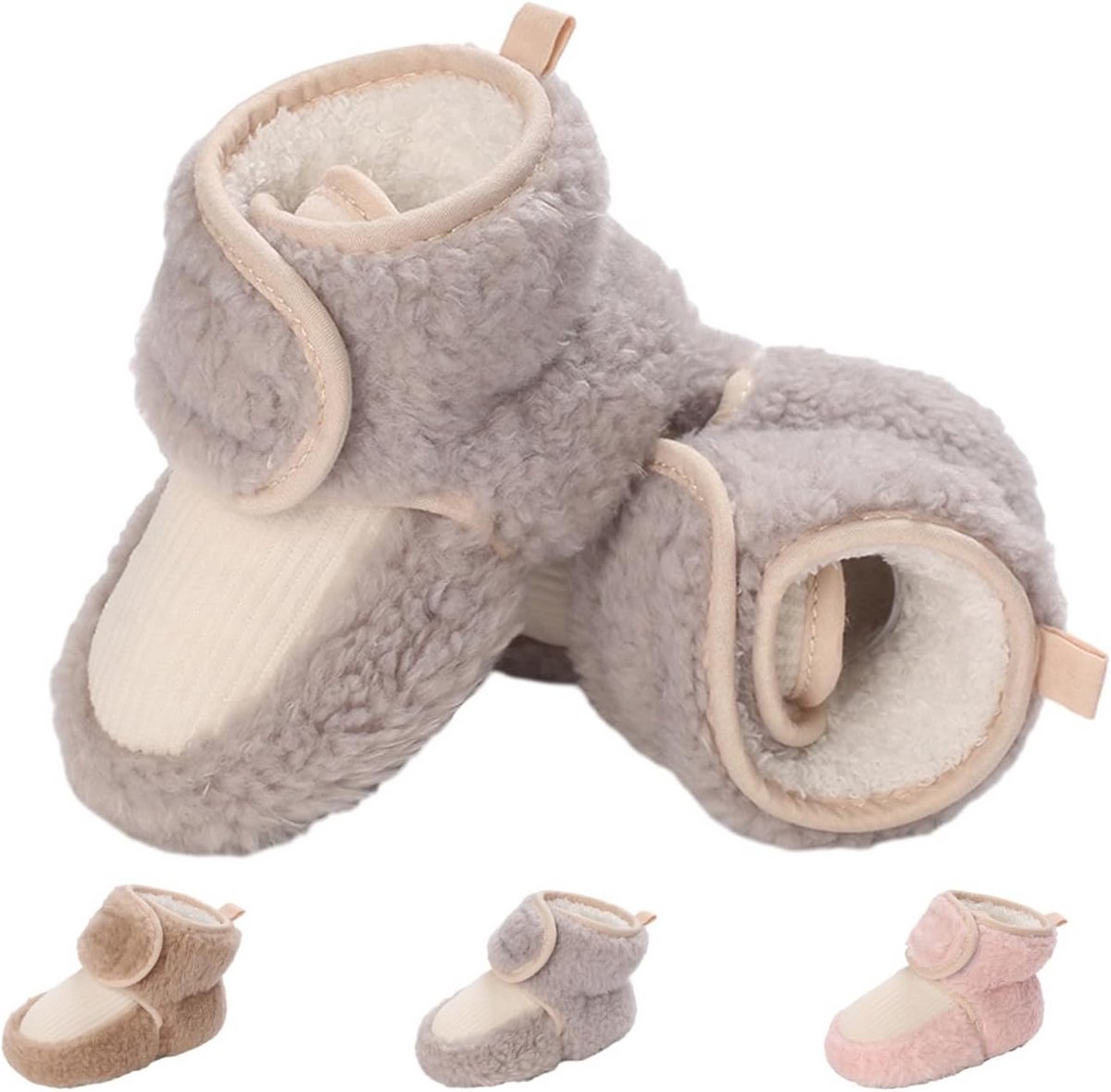 Warme Fleece Babyslofjes met Antislipzool voor Pasgeborenen en Peuters (0-18 maanden)