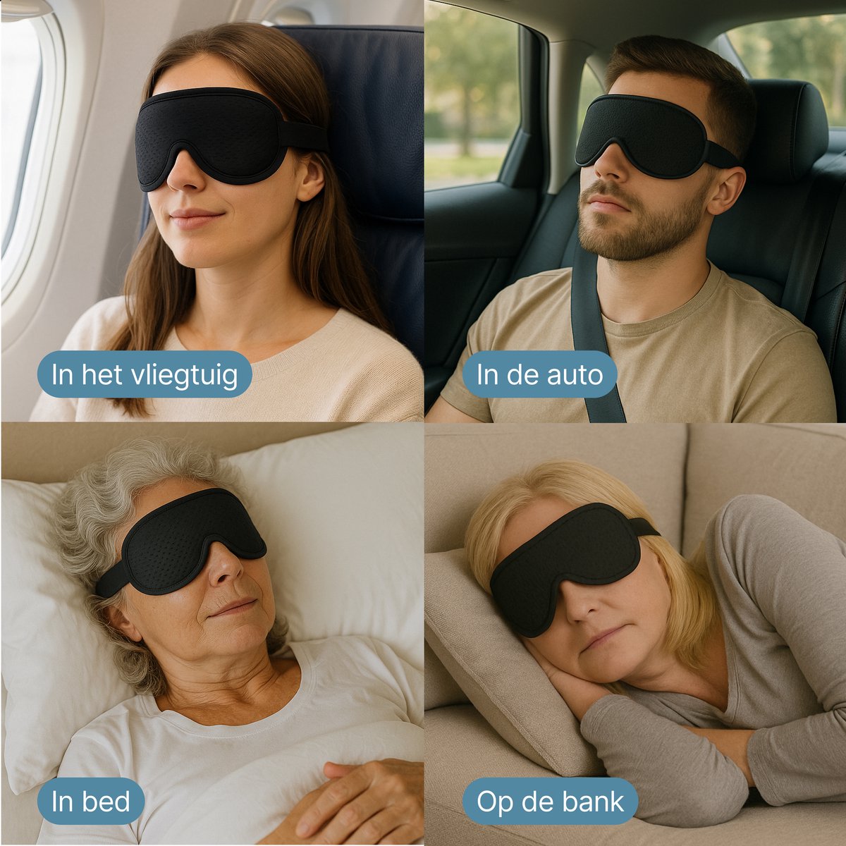 Tribe & Co Verstelbaar Slaapmasker – Slaapmaskers - 100% Verduisterend - Ademend Traagschuim - voor Mannen, Vrouwen en Kinderen — afbeelding 6