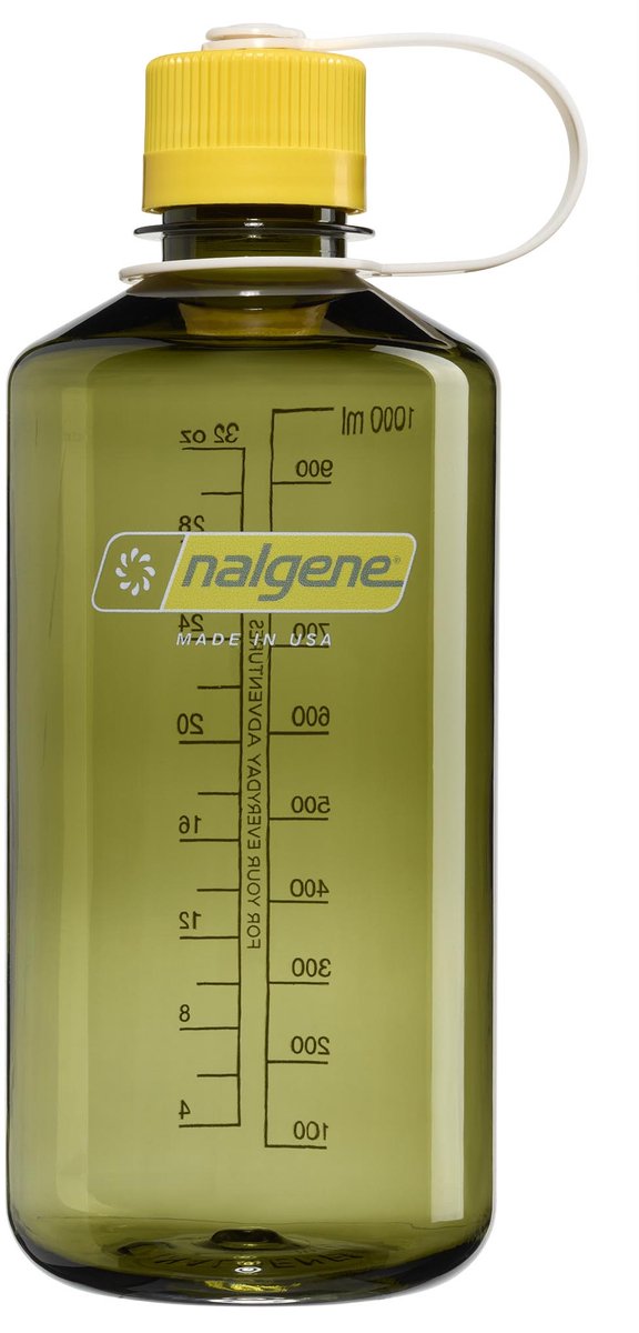 Nalgene - Narrow Mouth Bottle - drinkfles - waterfles - 1000ml - BPA free - SUSTAIN - Oil Green w/Freesia NIEUW
