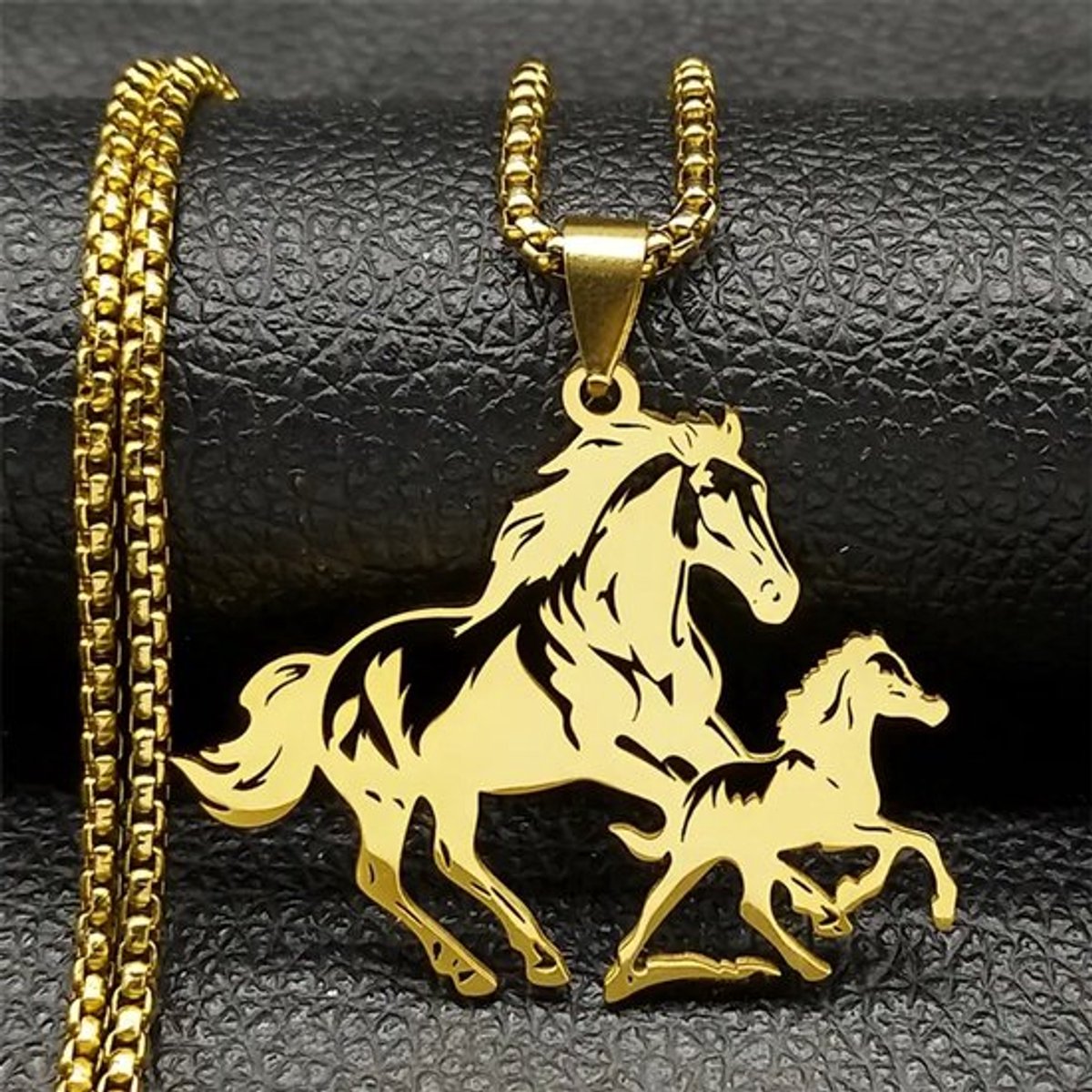 My Sweet Romance® - Paarden Ketting - Goud - Twee Paarden