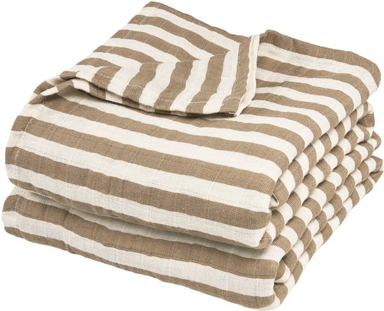 Meyco Baby Fat Stripe Swaddle 2-pack Taupe