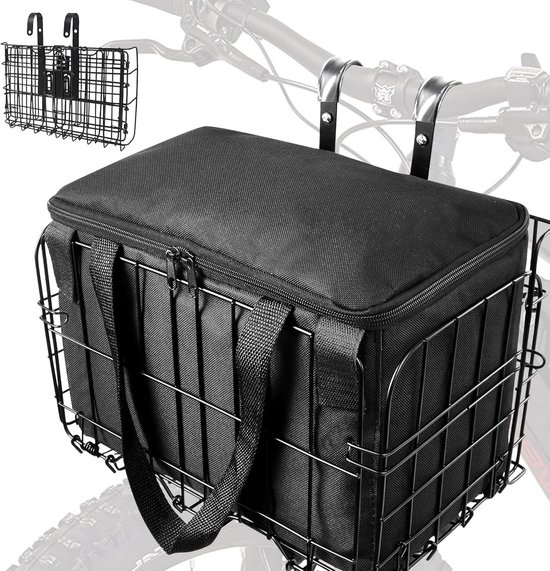 Opvouwbare Metalen Fietsmand Vooraan - Snelontkoppeling - Afneembare Binnenzak - Geschikt voor E-bike - Huisdieren & Boodschappen - Zwart van Merkloos — afbeelding 4