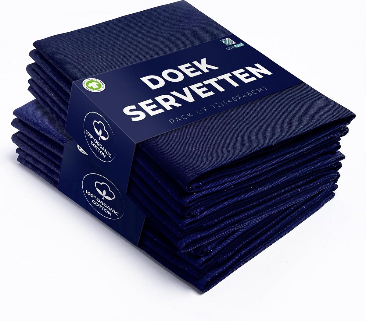 Set van 12 Katoenen Stoffen Servetten 45x45 cm Herbruikbaar Zwaar Hotelkwaliteit