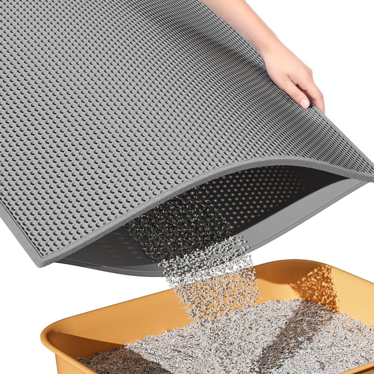 BOTC Kattenbakmat XL - Dubbellaags - 60x45 cm - Waterdicht - Urinebestendige opvangmat - 1 stuk - Grijs van BOTC