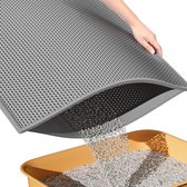 Tapis de litière pour chat BOTC XL - Double couche - 60x45 cm - Étanche - Tapis de récupération résistant à l'urine - 1 pièce - Gris