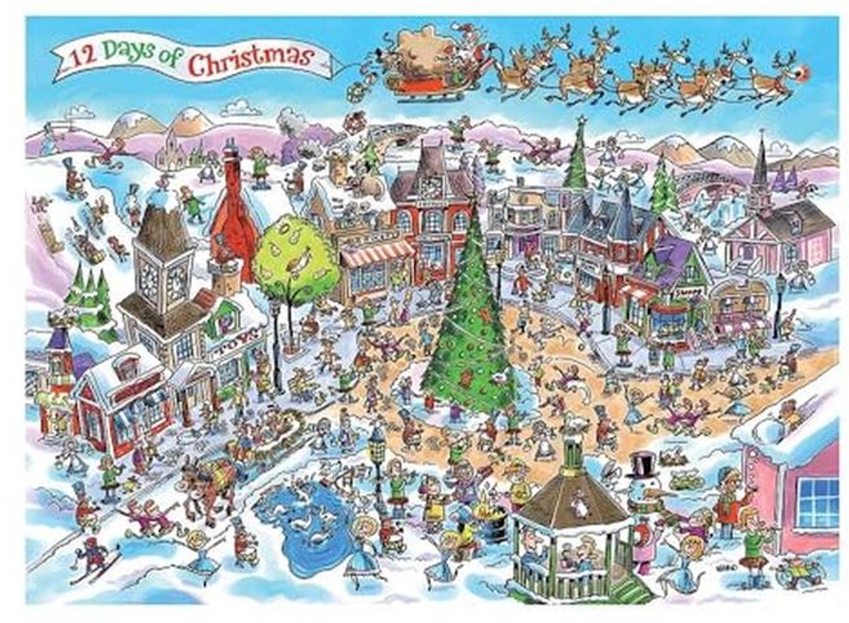DoodleTown: 12 Dagen of Xmas Puzzel van 1000 Stukjes