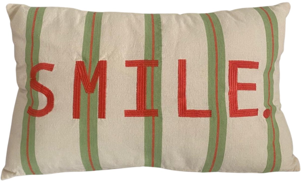 Mica Smile-print Sierkussen 55x35 cm – Groen – Decoratiekussen