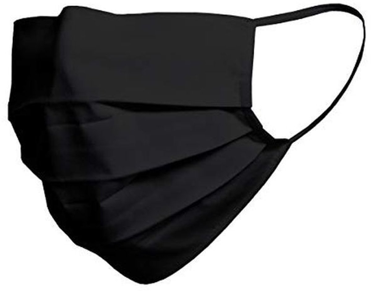 Katoenen Mondneusmasker Unisex, Zwart, Één Maat, 100% Katoen
