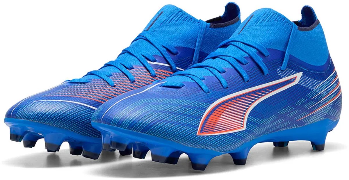 Puma Ultra 6 Match+ FG/AG voetbalschoenen in blauw, EU 46 1/2, met technisch mesh bovenwerk en SPEEDSYSTEM-loopzool.