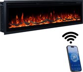 Lumea Fires Avero 42" inch - Elektrische inbouw sfeerhaard – Haard met Verwarming – Sfeerhaard Elektrisch geschikt voor Cinewall – Front Sfeerhaard – Elektrische Kachel Sfeerhaard – Bedienbaar via Bluetooth app of afstandsbediening – 106cm - Zwart