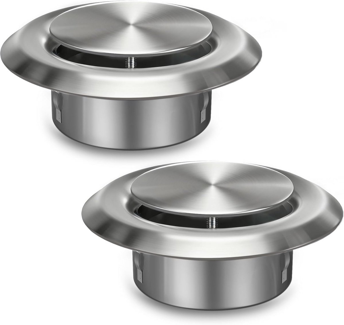 Ventilatierooster 100 mm, rond, roestvrij staal, afvoerluchtrooster met schroeven en insec