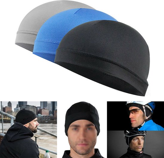 Helmmuts - Mutsje voor onder je helm - Sportmuts - Fietsmuts - 5 stuks - Helm muts voor deelscooter - Mutsje - Zwart - One size - Sneldrogend - Hygiene - CHPN — afbeelding 3