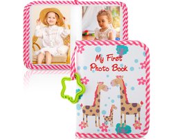 Babyfotoalbum - Stoffen fotoalbum - Baby's eerste fotoalbum - Herinneringsfotoalbum - Gebruiksvriendelijk - Roze - 18x14 cm - Geschikt voor pasgeborenen en peuters