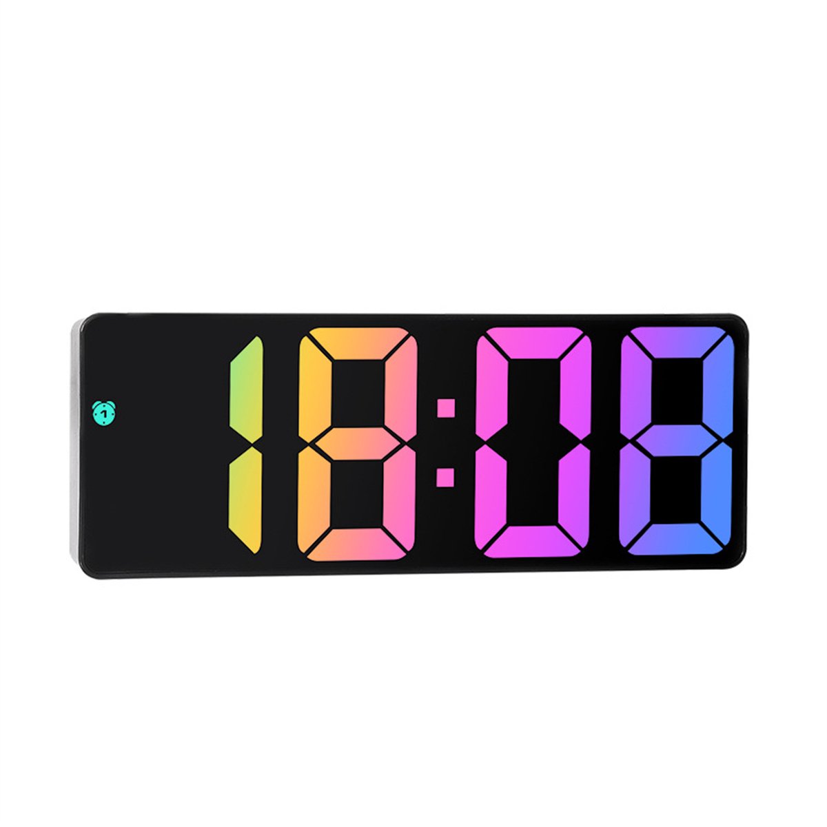 QTTVBTNA - LED Alarmklok - Groot Scherm - Multifunctioneel - Met Snooze Functie - Voor Werk, Studie, Slaap - Zwart - 16x6x2.5 cm - 1 Stuk