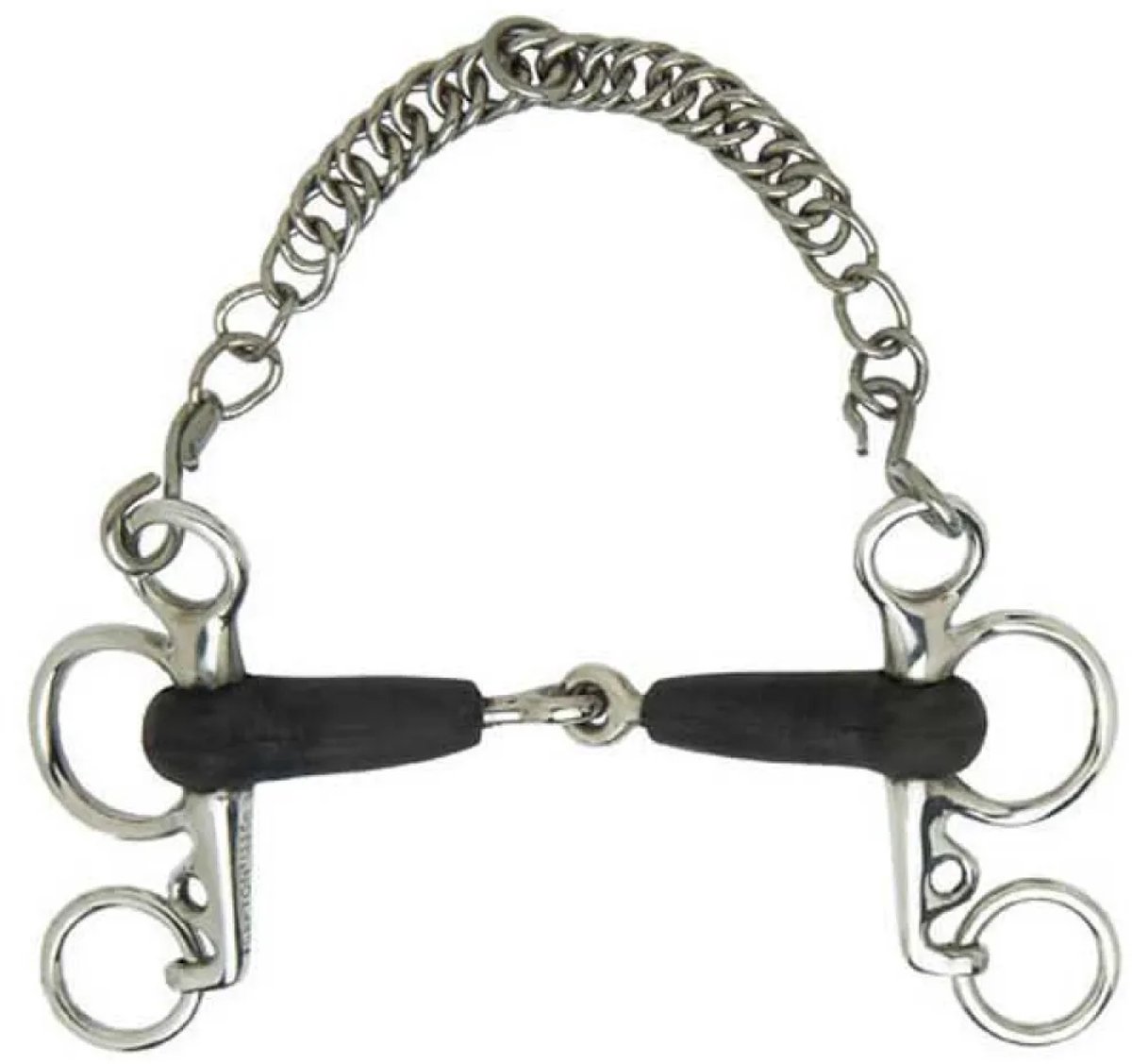 Sefton Pelham Gespleten Rubberen Kort Bit Zilver 13.5 cm