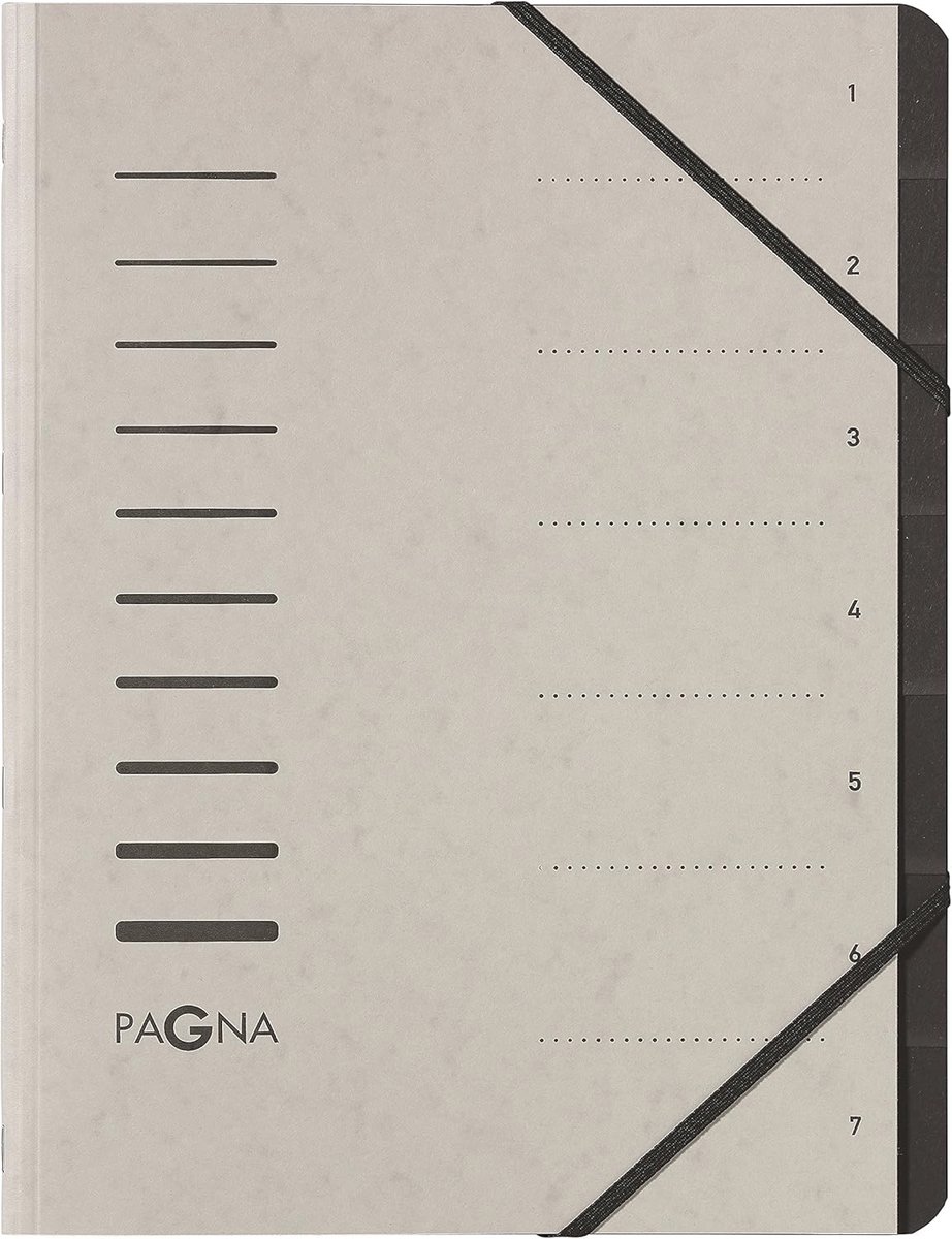 Sorting Folder with 7 Compartments for A4 Documents - Light Grey