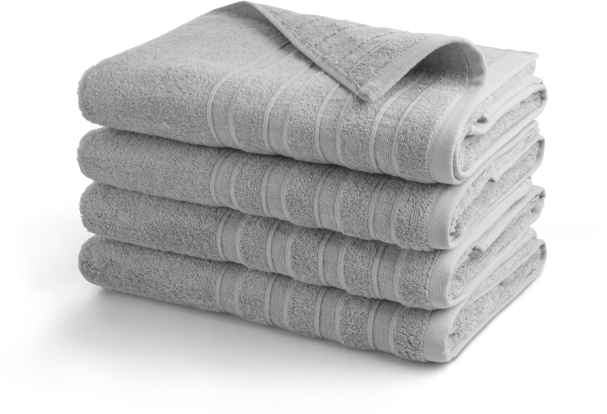 DoubleLife Handdoeken XL 70x140 cm - Set van 4 - 100% Katoen, waarvan 50% Gerecyclede Katoen - GRS Gecertificeerd - Sandy Grey