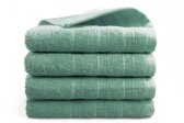 DoubleLife Handdoeken 50x100 cm - Set van 4 - 100% Katoen, waarvan 50% Gerecyclede Katoen - GRS Gecertificeerd - Stone Green