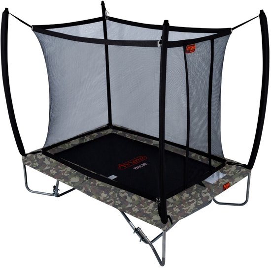 Avyna Opbouw Trampoline 275x190 cm – Rechthoekig – Camouflage – Inclusief Veiligheidsnet – Opklapbaar – Kleine Trampoline
