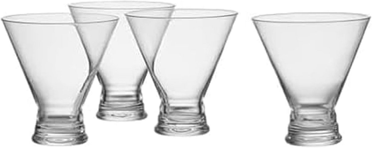 Set van 4 Martini-glaasjes voor Cocktails, Loodvrij Kristal, Vaatwasmachinebestendig