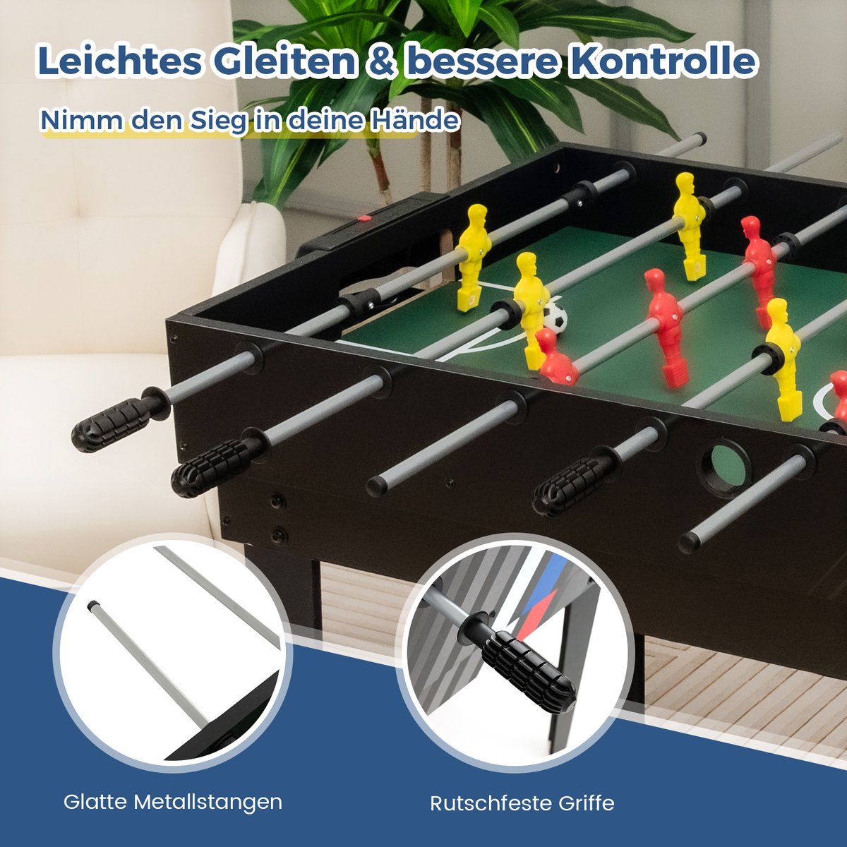 COSTWAY 4-in-1 Speeltafel – Voetbal, Biljart, Hockey En Tafeltennis, Compact Formaat 81x43 Cm, Voor Kinderen En Gezinnen, Ideaal Voor Speelkamer Of Feest