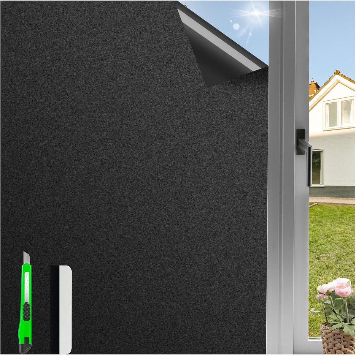 Imperatoris Zelfklevende Raamfolie – Matglas Raamfolie / Inkijkwerende Privacyfolie – Voor Ramen en Glazen Deuren – Screenprotector – Eenvoudig Aan te Brengen – 40x200cm Black