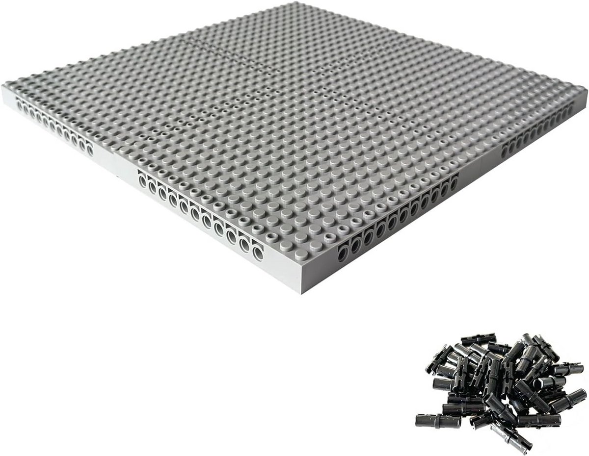 4x Bouwplaten Grijs 16x16 Noppen - Basisplaten voor Bouwstenen