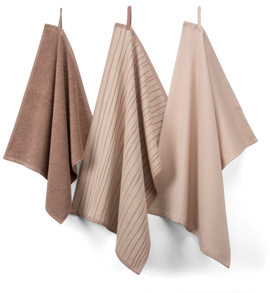 Brabantia Keukenset - 2x 50x70 + 1x 50x50 - 100% Katoen (BCI) - Roze