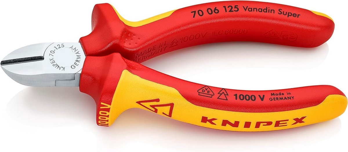 Geïsoleerde zijsnijders 125 mm - Chrome - VDE-gekeurd - Multicomponent handgrepen - Kwaliteit voor elektriciens en vakmensen