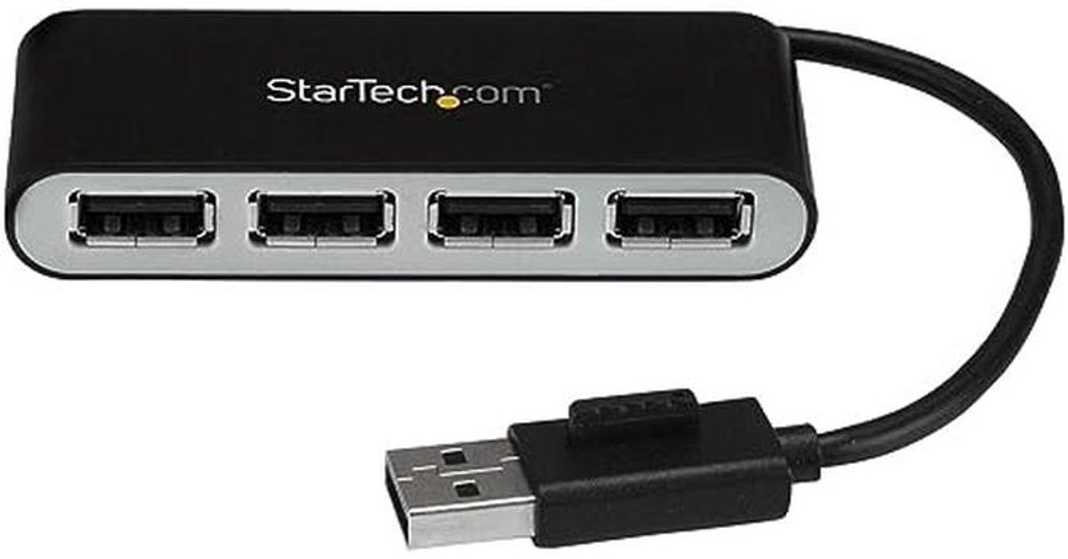 4-Port USB 2.0 Hub - Draagbare USB Hub met Geïntegreerde Kabel