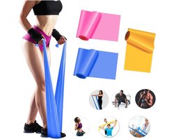 3 stuks 1,5 m weerstandsbanden - Lange Resistance band set - Stretch elastiek - Fitness weerstandsband - stretchbanden voor oefeningen, trainingsbanden, weerstand voor vrouwen, oefenbanden voor fysiotherapie