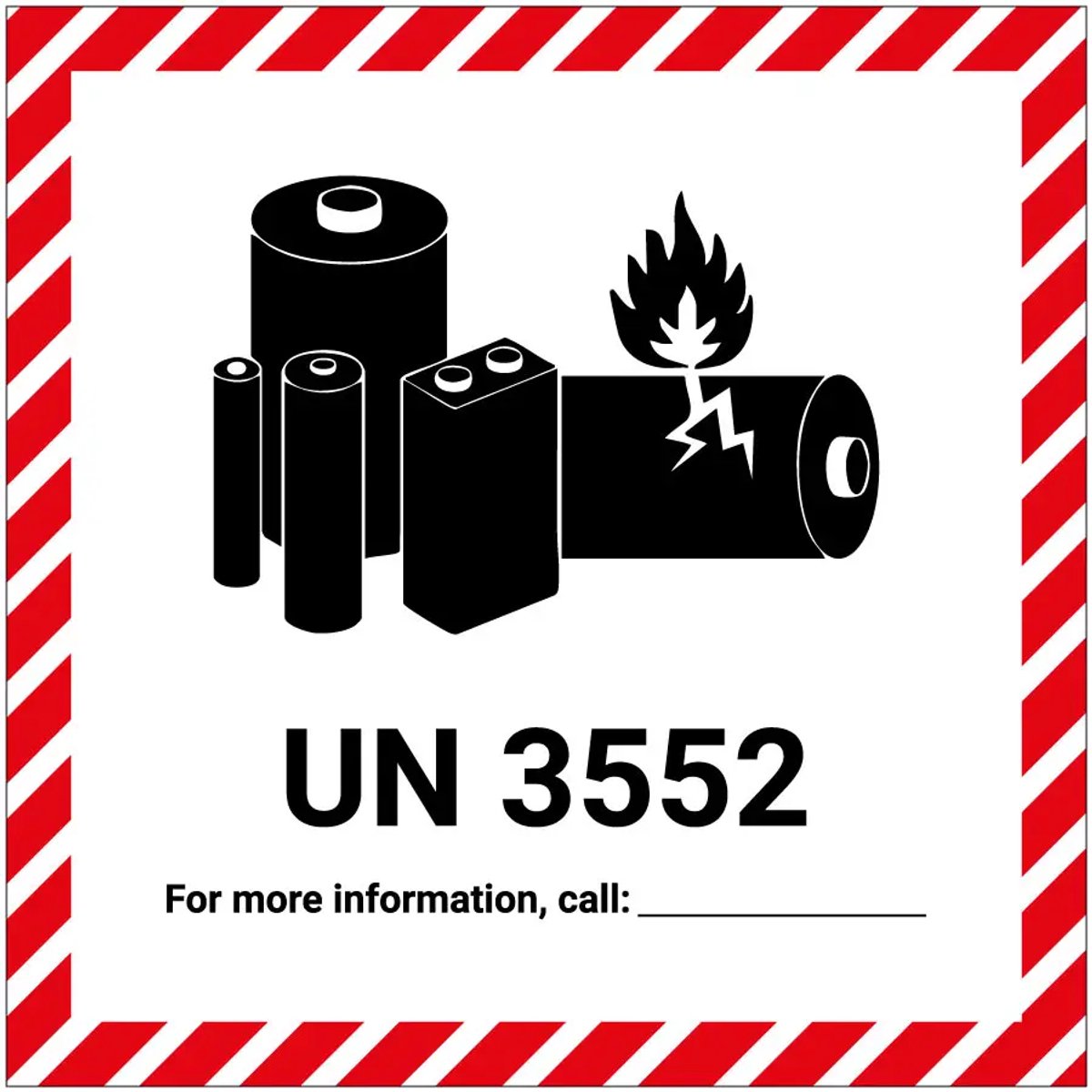 UN 3552 batterij sticker | 30 x 30 cm
