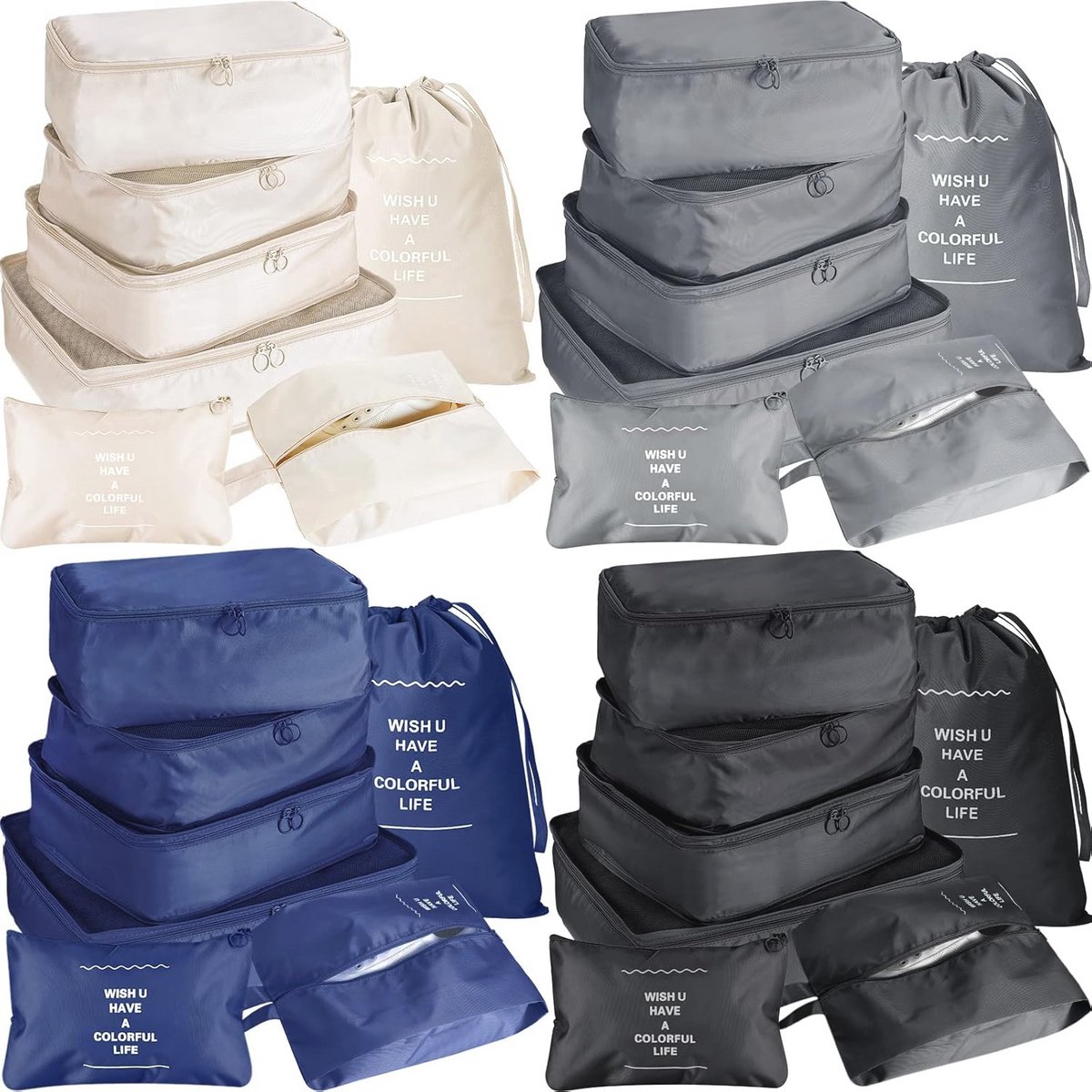 28-delige set opvouwbare bagageorganizers voor optimaal inpakken
